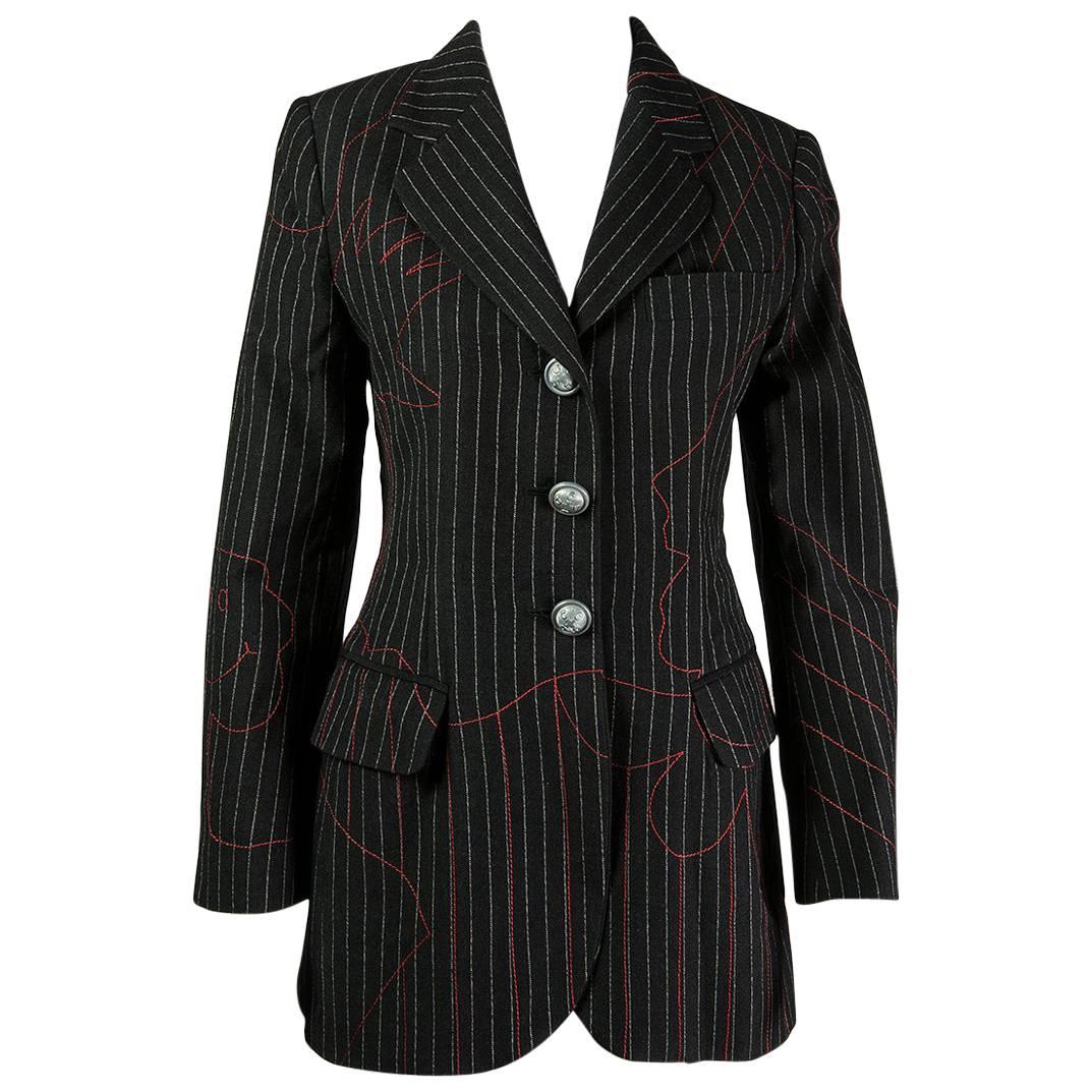 1990s Moschino Cheap And Chic Shadow Profile Print Blazer Jacket For Sale