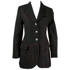 1990s Moschino Cheap And Chic Shadow Profile Print Blazer Jacket 12