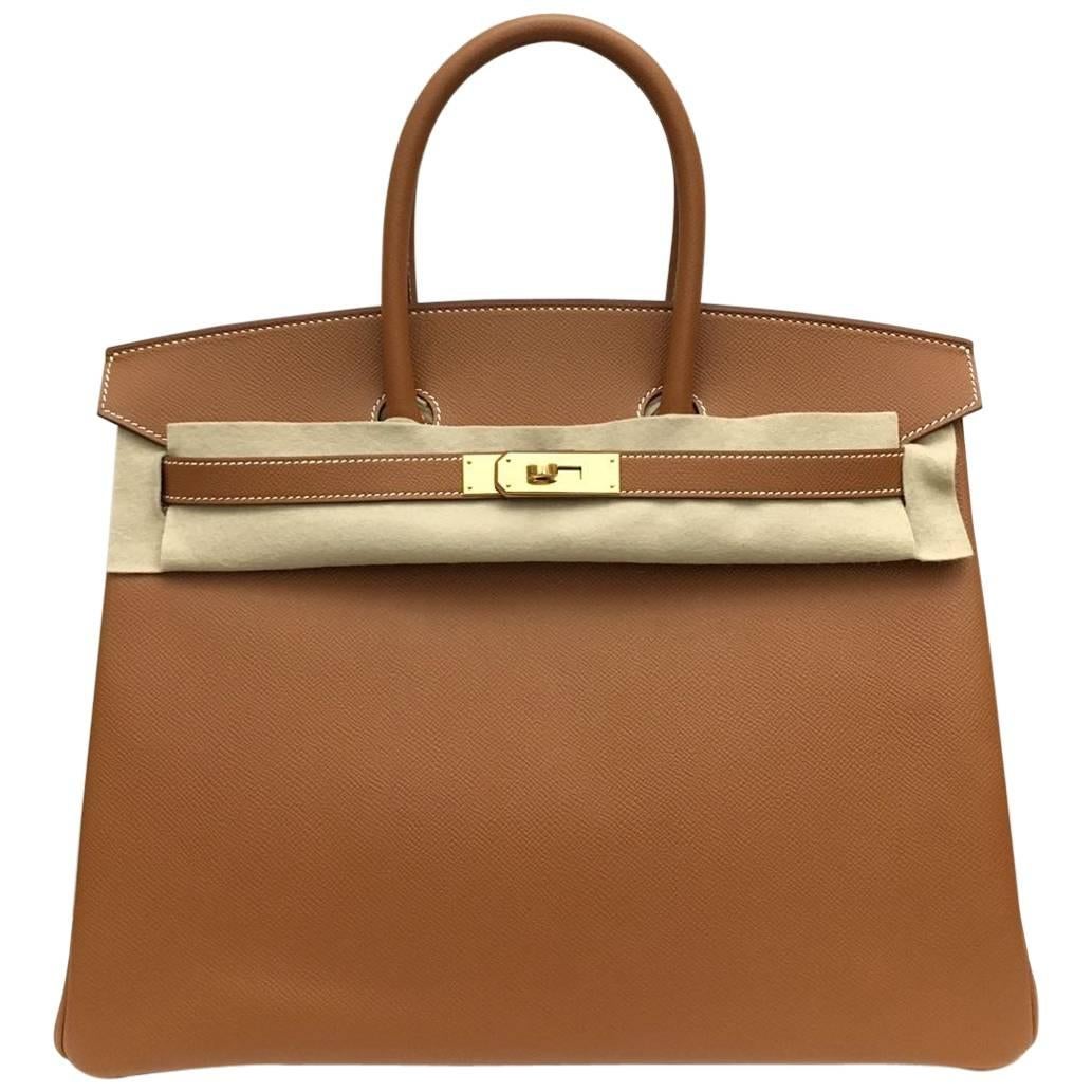 BRAND NEW Birkin 35 Camel Gold Epsom GHW For Sale