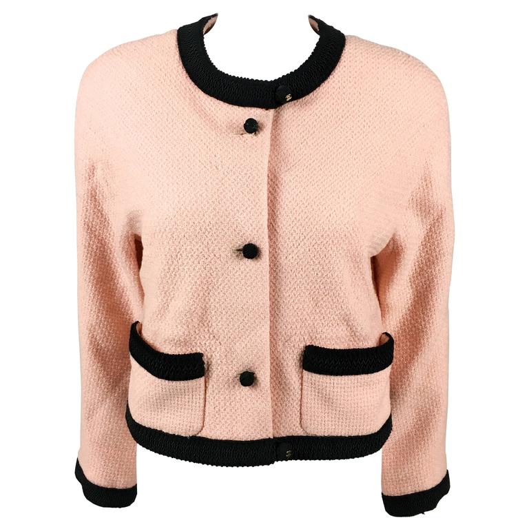 1990s Chanel Pink Tweed Cropped Jacket at 1stdibs