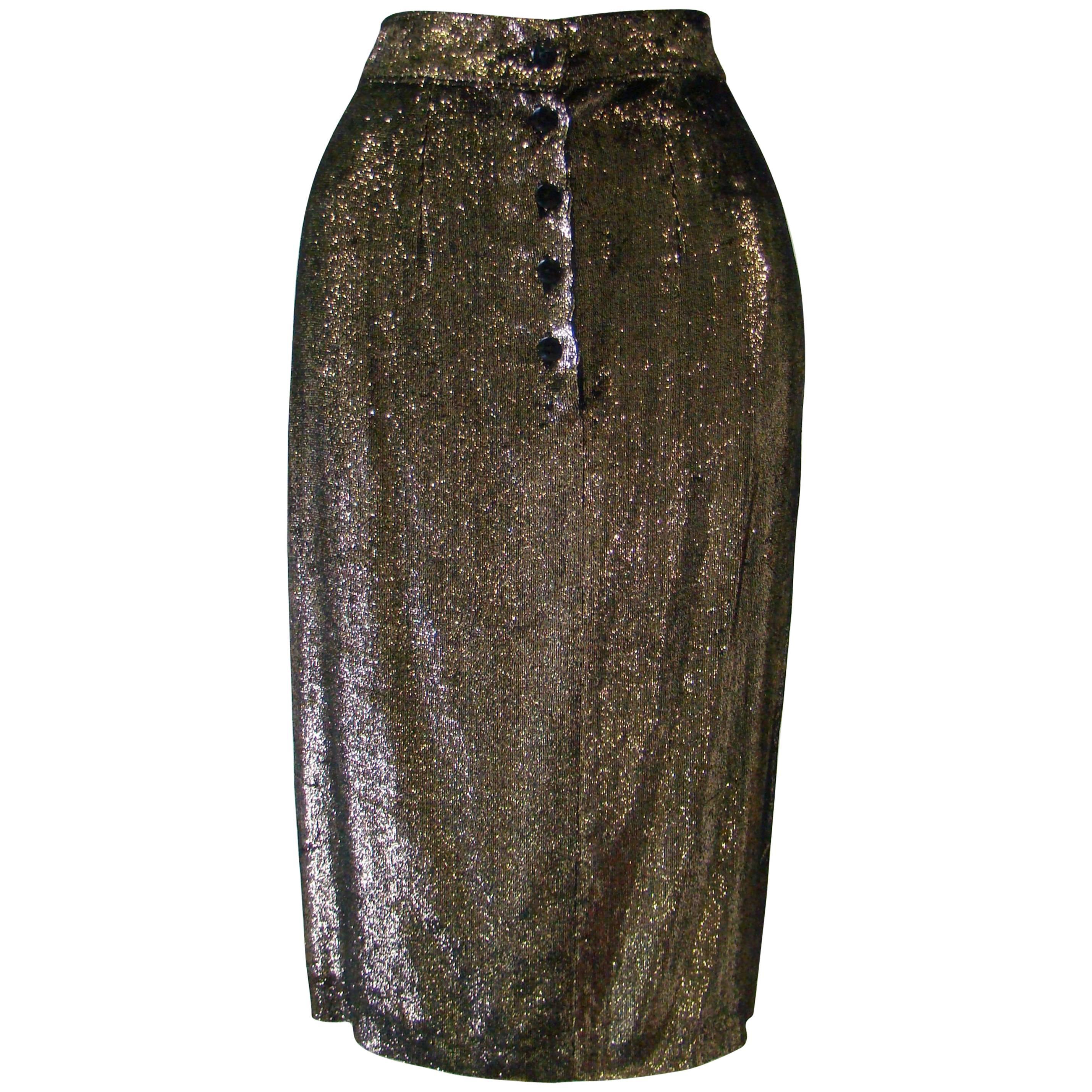 Istante By Gianni Versace Gold Lame Skirt Fall 1986 For Sale