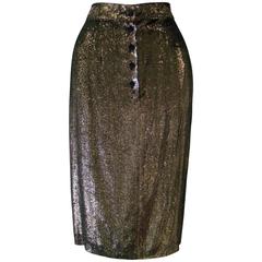 Istante By Gianni Versace Gold Lame Skirt Fall 1986