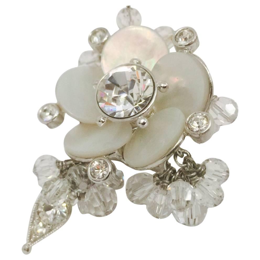 Delightful Dior Shell Mother of Pearl and Crystals Ring