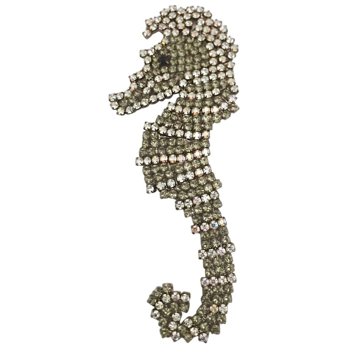 1980's Giorgio Armani Sparkling Seahorse Brooch