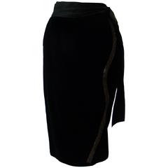 Early Gianni Versace Velvet Side Beaded Evening Skirt Fall 1985