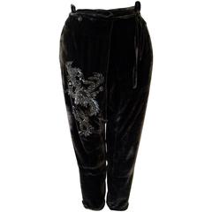 Pierre Balmain Haute Couture Velvet Pants With Crystal Embroidery Detail