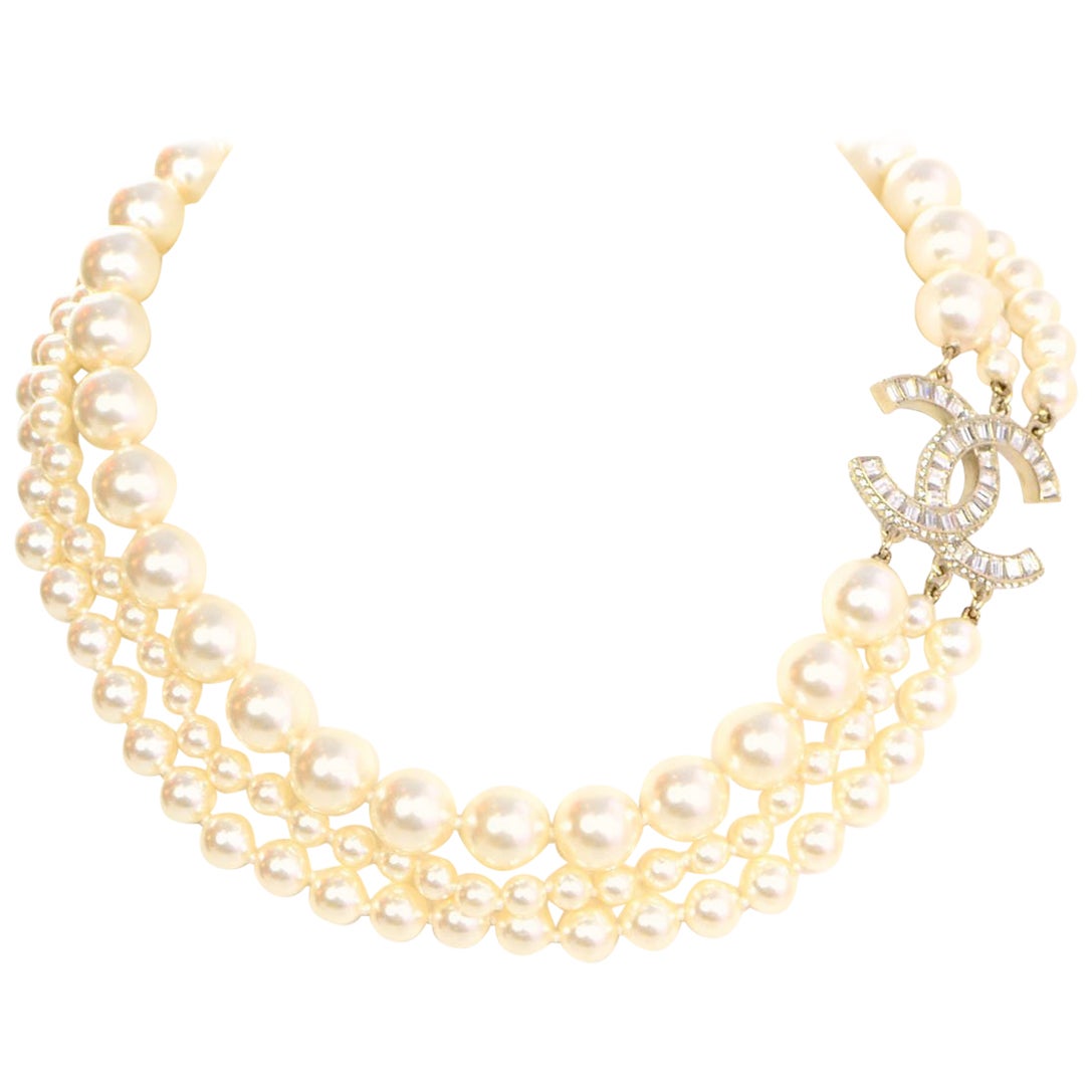 3 strand pearl choker necklace 