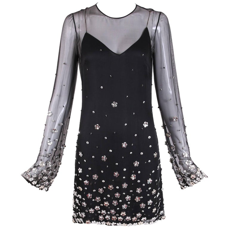 Loris Azzaro Black Silk Chiffon Mini Dress
