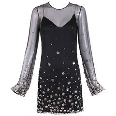 Loris Azzaro Black Silk Chiffon Mini Dress 8