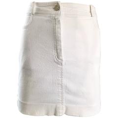 1990s Celine White Denim Blue Jean Vintage 90s Mini Skirt Size 40 2