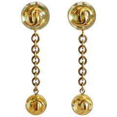 Vintage 1980s Chanel Lucite CC Ball Drop Earrings