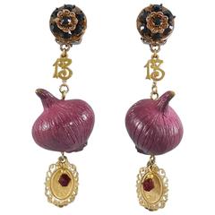 Dolce and Gabbana Purple Onion Cameo and 13 earrings