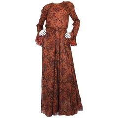 Unusual 1970s Galanos Split Leg Silk Chiffon Jumpsuit 9