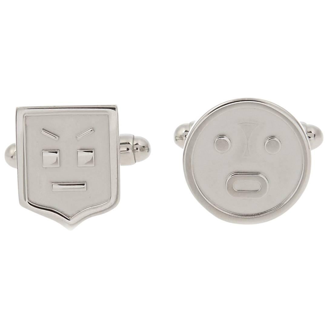 Fendi NEW Men's Silver Tone Palladium Emoji Cuff Links 