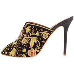 Malone Souliers NEW and SOLD OUT Embroidered Bead Stone Slides Heels in ...
