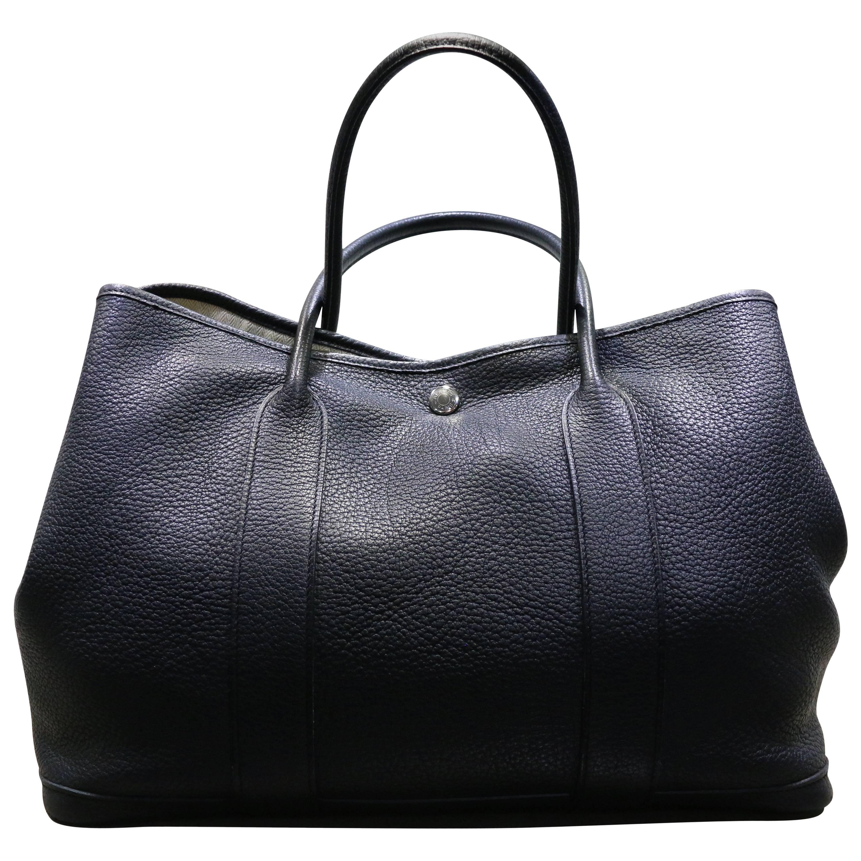 Hermès 36cm Black Negonda Leather Garden Party Tote