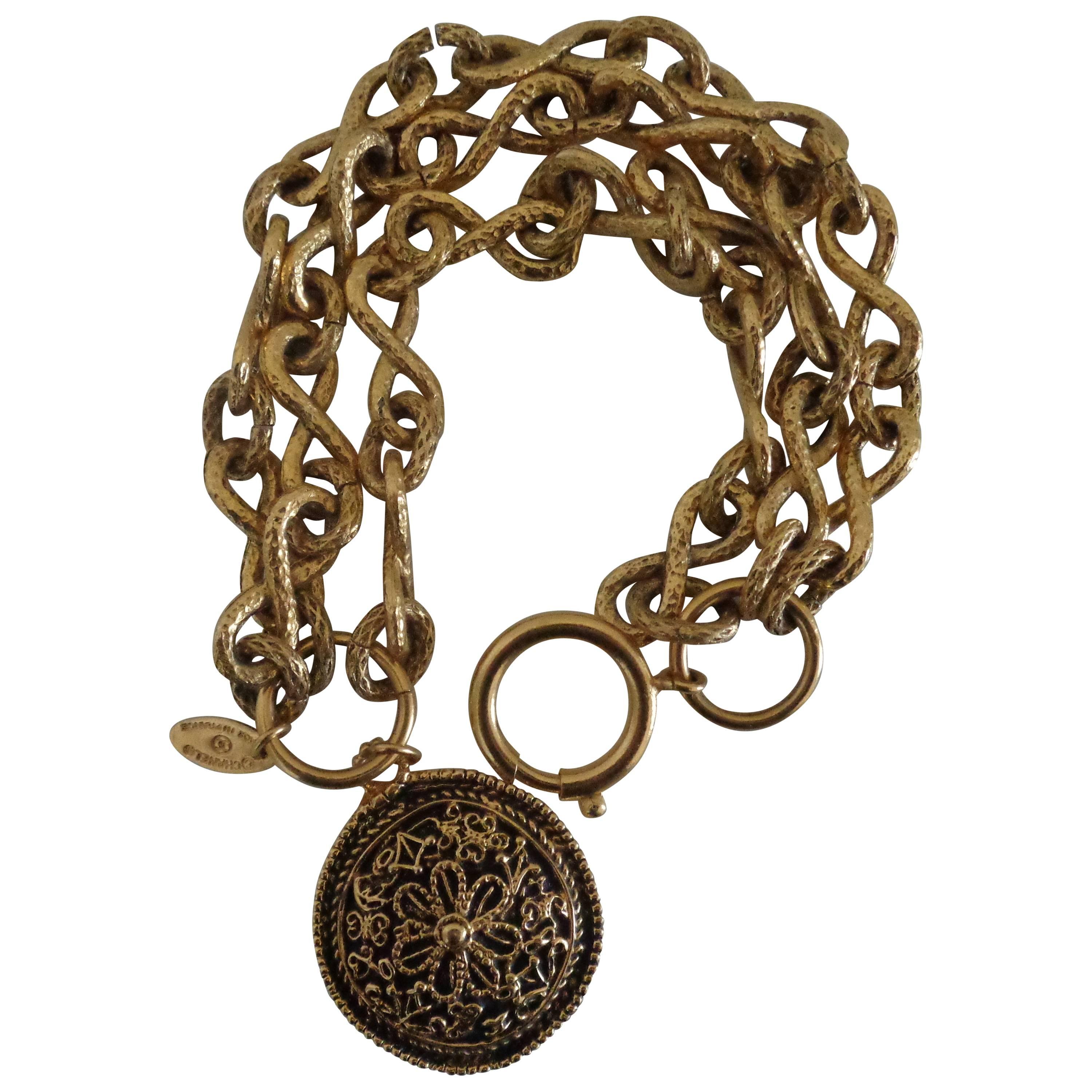Chanel Gold tone with round Pendant Bracelet