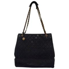 1980s Chanel black leather Shoulder Bag 6
