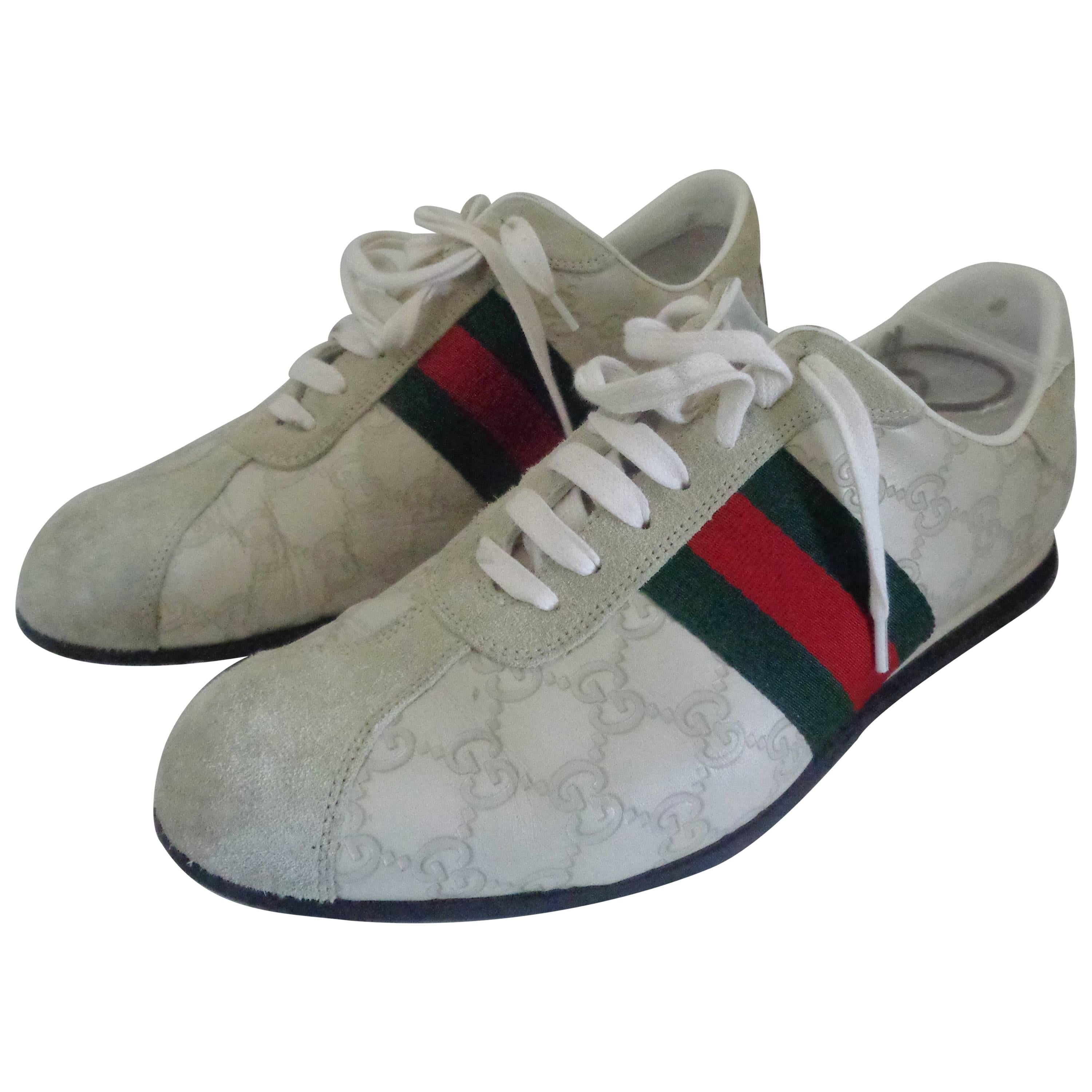 Gucci white textile sneakers
