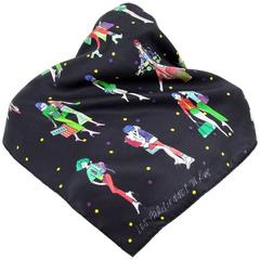 Must Have Hermes Vintage Silk Scarf Les Parisiennes de Kiraz Black 70 cm 11