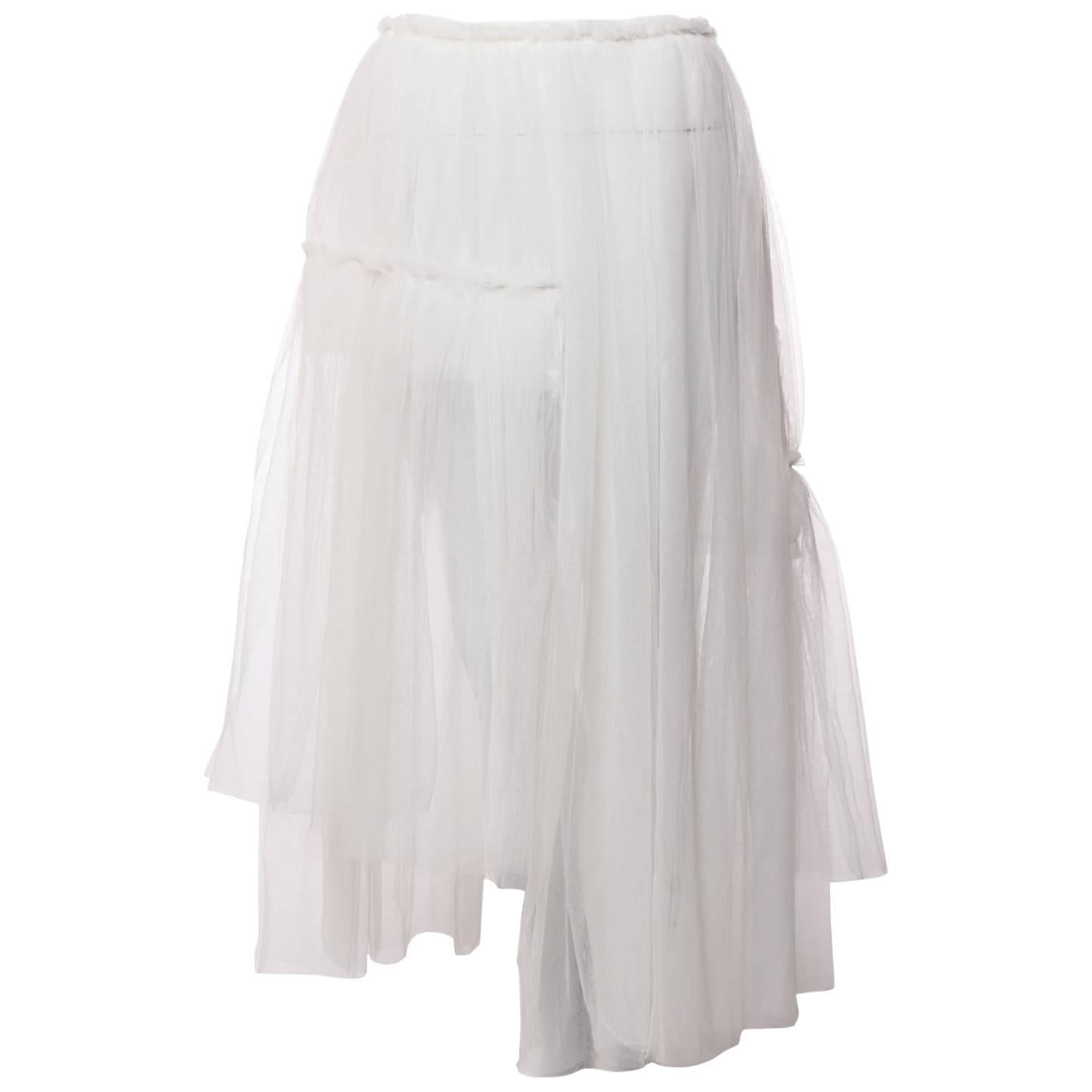 2007 Rei Kawakubo Comme des Garçons White Layered Tulle Skirt