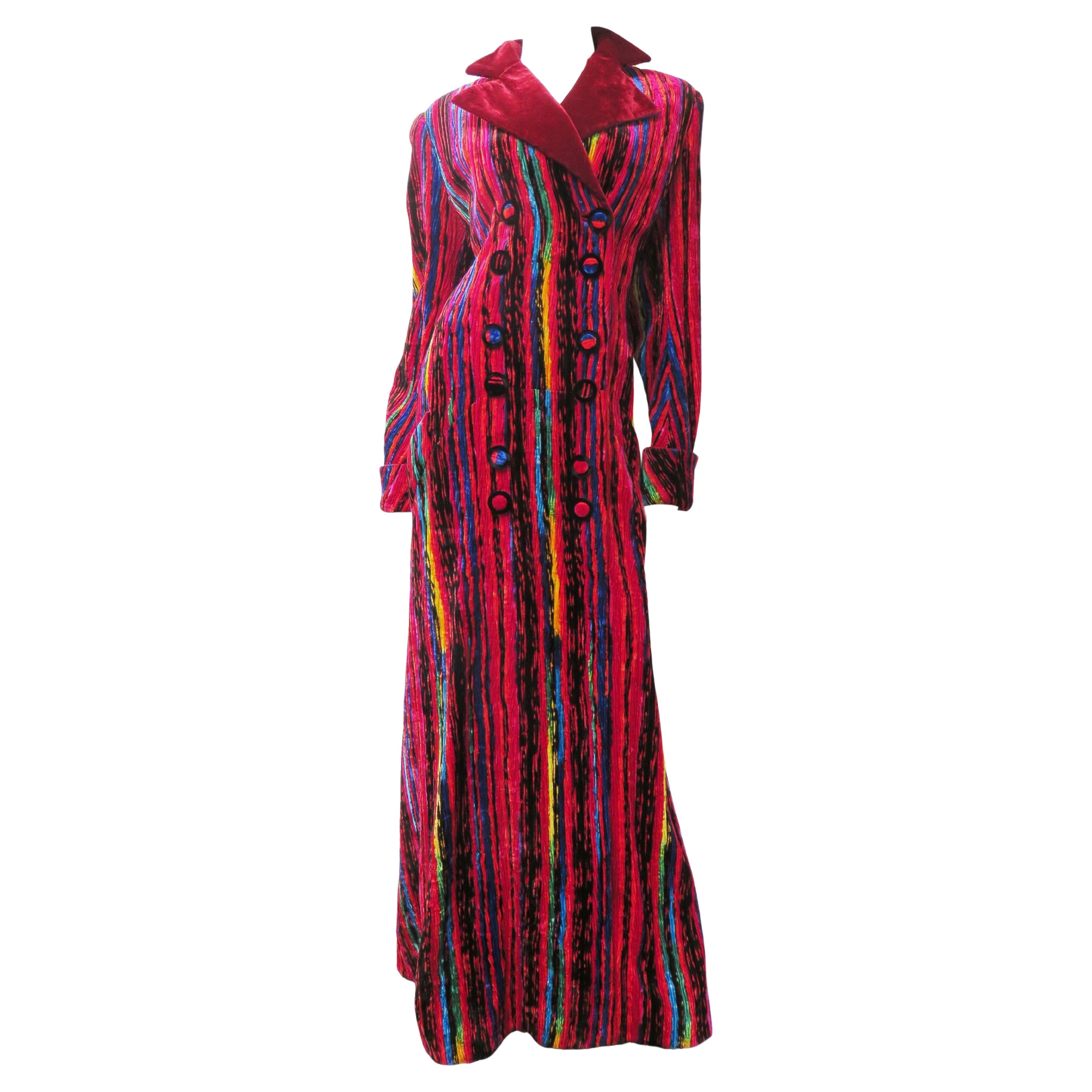 Atelier Versace F/W 1993 Iconic Silk Velvet Maxi Coat For Sale