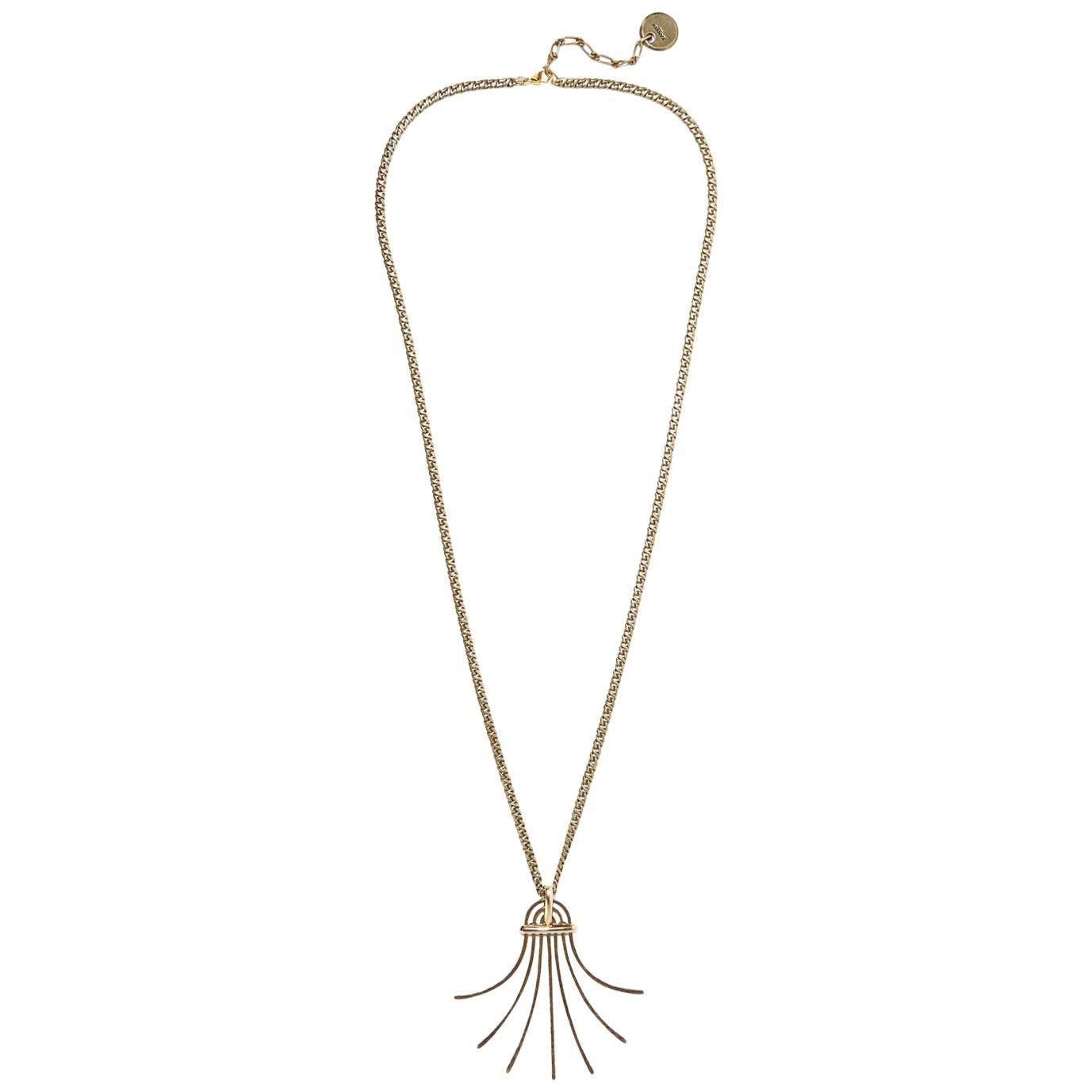 Lanvin New Brass Geometric Chandelier Evening Long Drop Dangle Necklace 