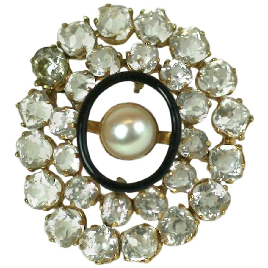 Edwardian Crystal Paste and Gold Brooch