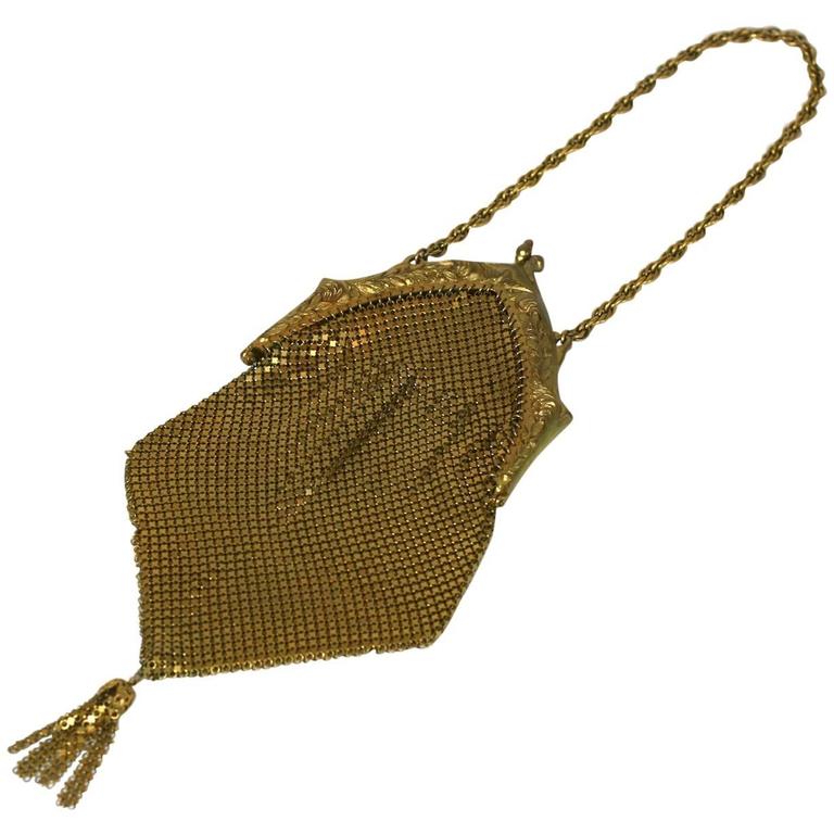 Mesh Handbag Art Deco Brass Mesh Dance Handbag For Sale at 1stDibs