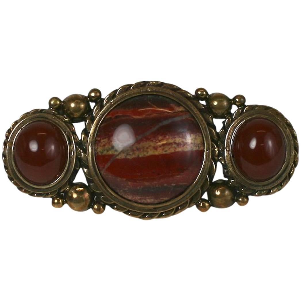 Agate and Antique Bronze Brooch, Stephen Dweck For Sale