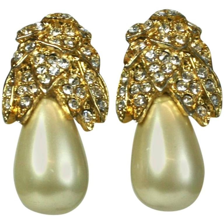 Kenneth Jay Lane Pearl Pear Ear Clips For At 1stdibs Kenneth Jay Lane Pearl Pear Ear Clips For