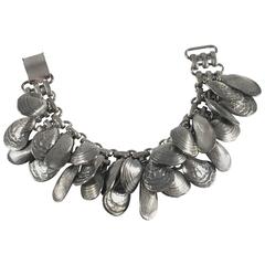 Rare 1960s Napier Silvertone Shell Charm Bracelet 4