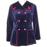 1960's Blue Velveteen Sailor Jacket With Red Trim