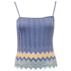 2000's Missoni Blue Knit Tank with Chevron Detailing 4