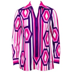 1960's Vera Super Mod Pink, Purple and White Graphic Tunic