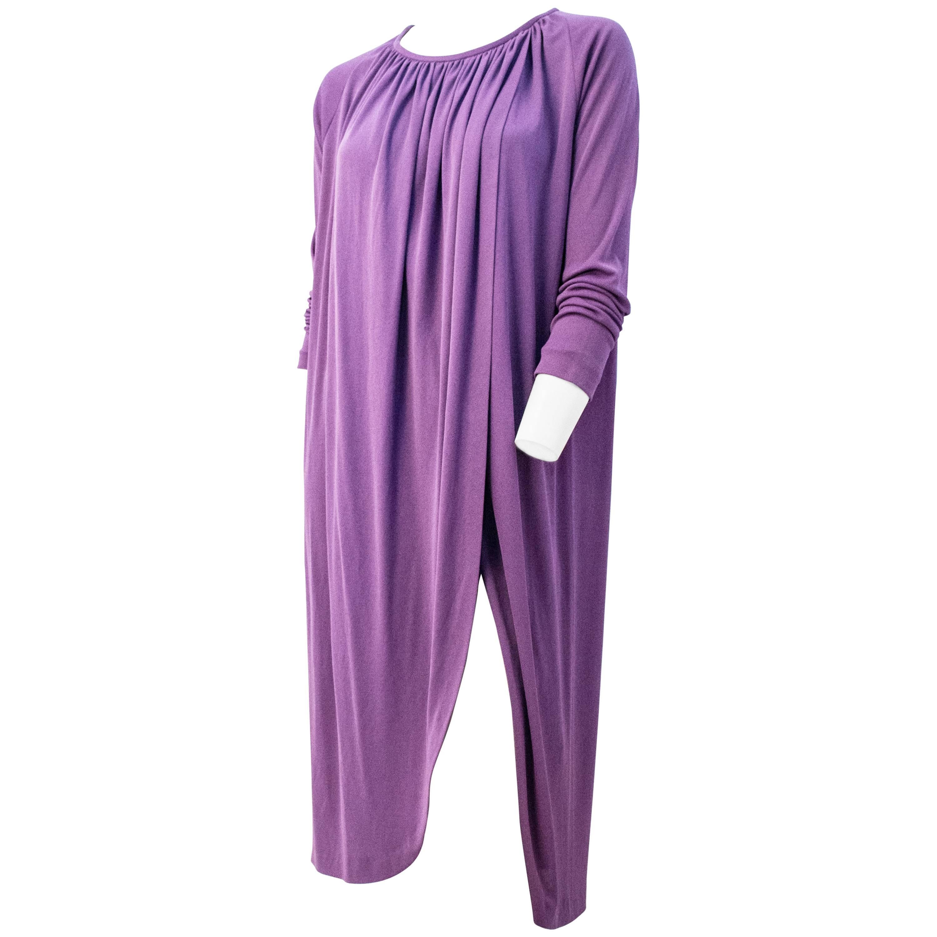 Diane Von Furstenberg - Robe à manches longues violette, années 70 en vente