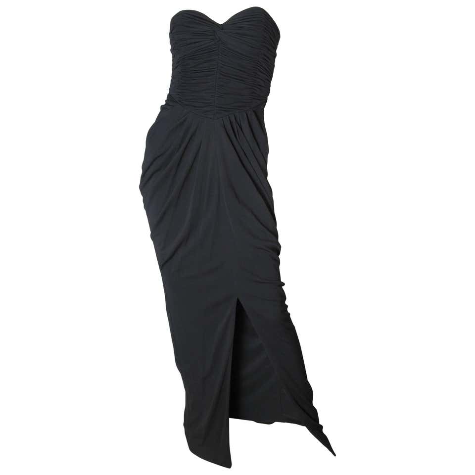 Vicky Tiel Black Lace Cocktail Dress with Draped Jersey Skirt Size ...