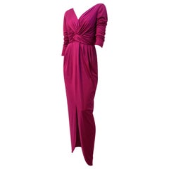 Retro 70s Magenta Jersey Dress