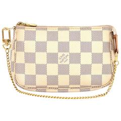 Louis Vuitton Mini Pochette Accessories Damier Azur Canvas Pouch Bag