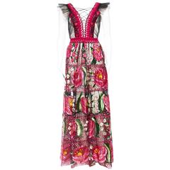 Bohemian Inspired Fully Embroidered Sheer Net Dress 4