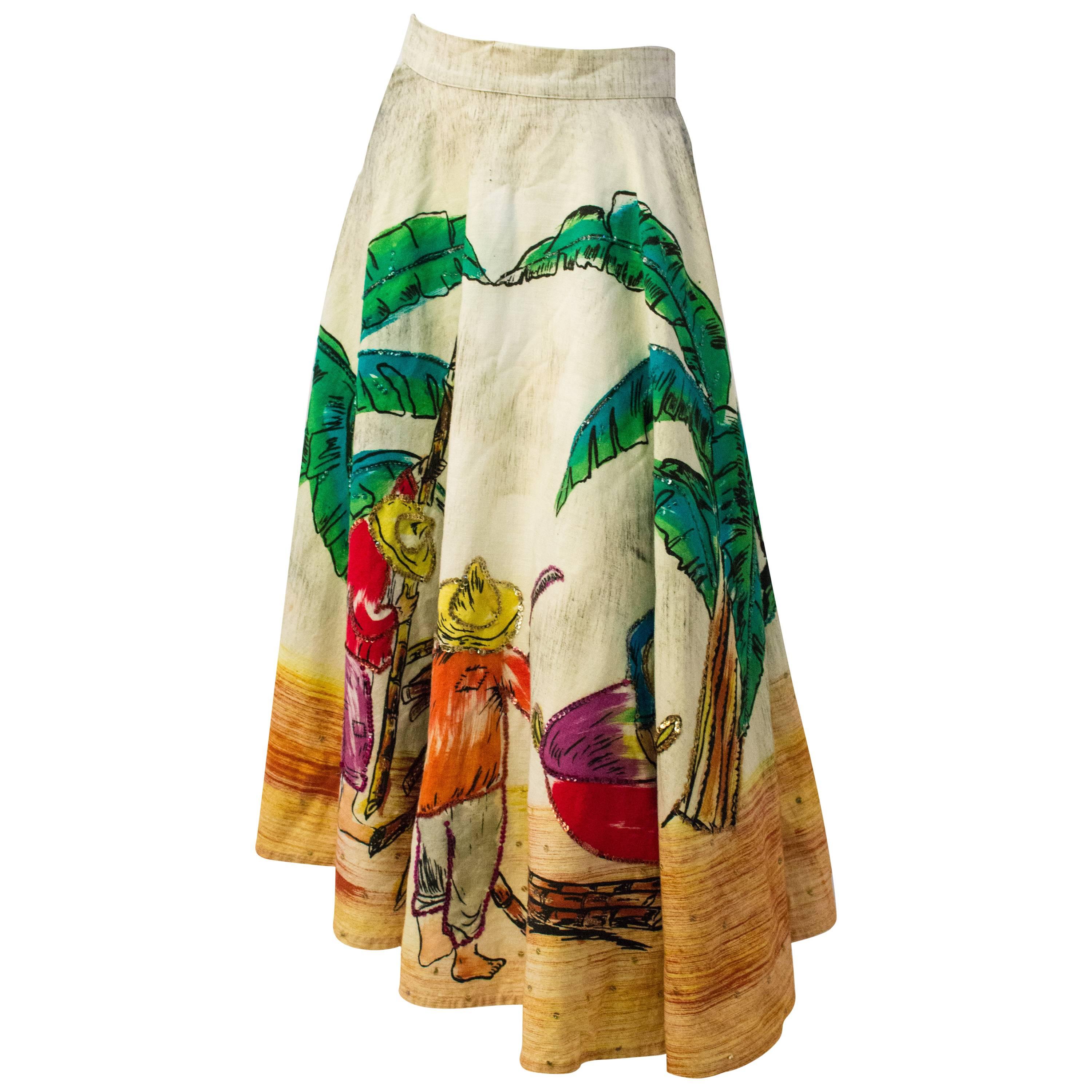 50s Mexican Cotton Souvenir Skirt