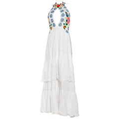 Hand Embroidered Eastern European and Victorian White Lace Dress