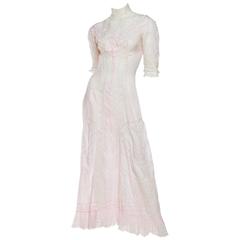 Beautiful and Very Rare Swan Neck Victorian Tea Dress 9