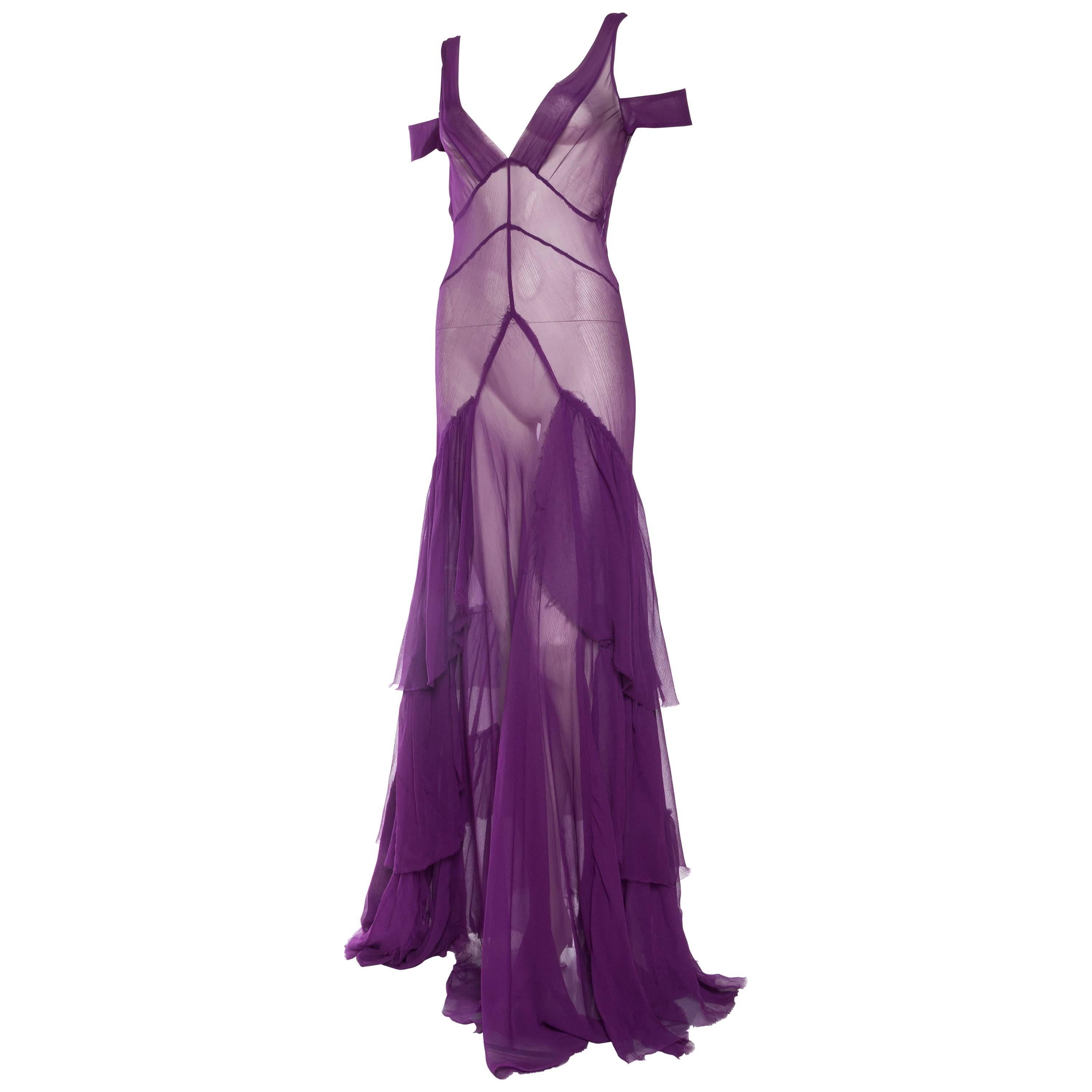 1930s Style Sheer Chiffon Gown