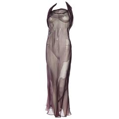 Sheer Chiffon 1930s Style Bias Backless Gown