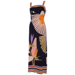 Vintage 1970s Tropical Leonard Silk Jersey Dress For Martha Palm Beach