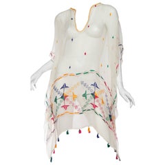 Vintage Silk Chiffon Tunic with Hand Embroidery