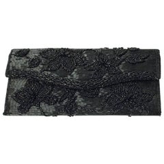 50s Black Hand Beaded Clutch