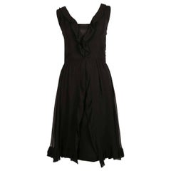 Retro 1960's JACQUES HEIM black silk dress with sheer mousseline overlay