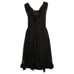 1960's JACQUES HEIM black silk dress with sheer mousseline overlay 9